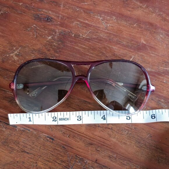 VTG Aviator Sunglasses Gradient Red Frame Oversized Brown Lens Luxury Style - Picture 14 of 15